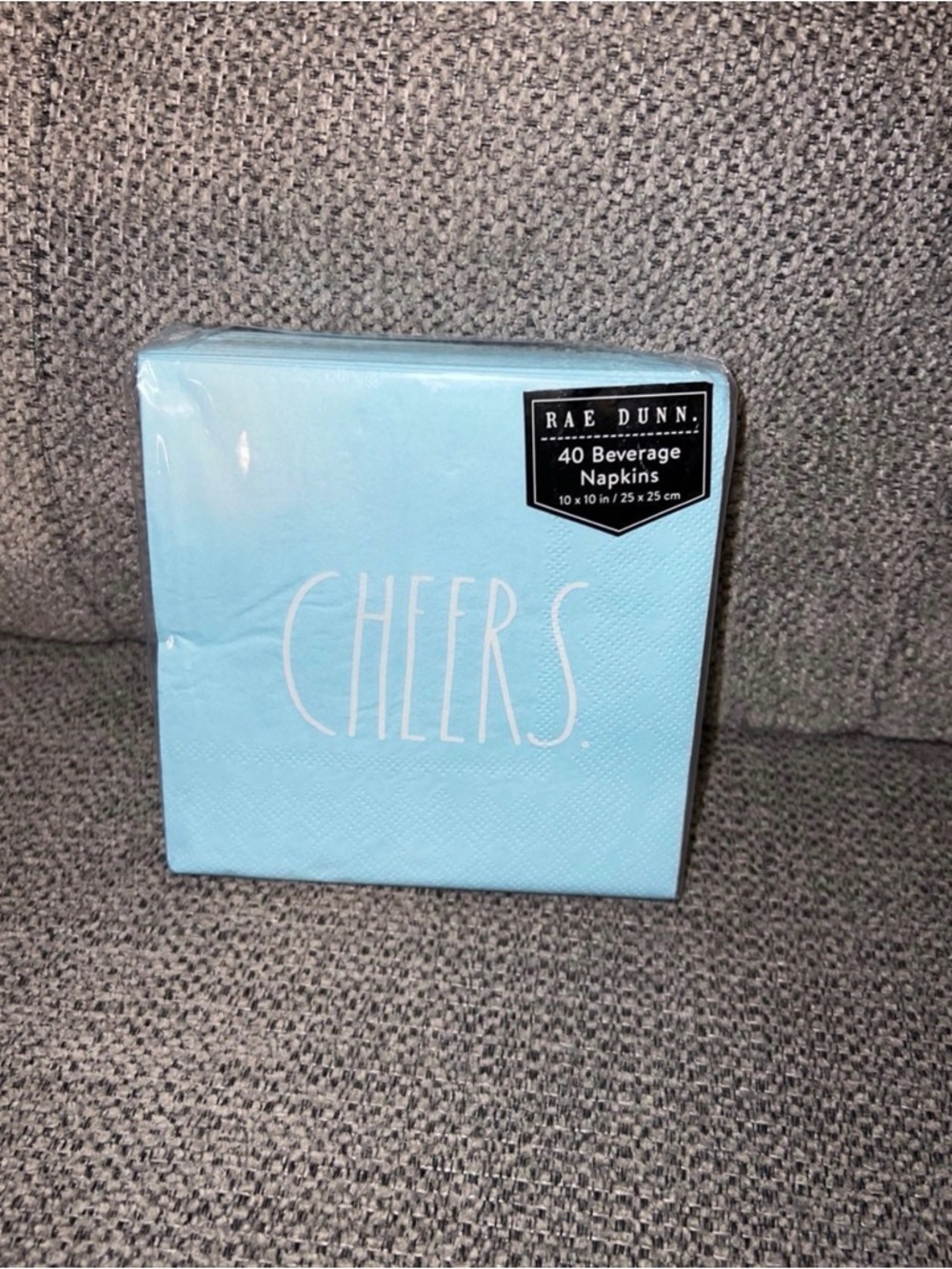Rae Dunn Light Blue "CHEERS" Beverage Napkins